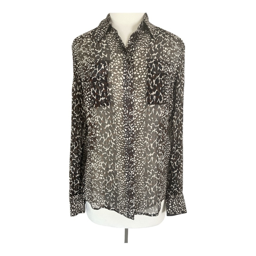 Lucky Brand Leopard Print Sheer Blouse